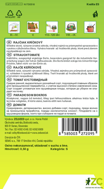 Zelseed Rajče keříčkové - Denár 0,5g