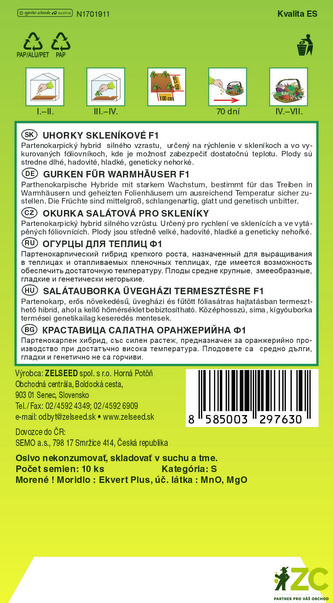 Zelseed Okurka salát. - Vesna F1 partenokarp. fol. sklen. 10s