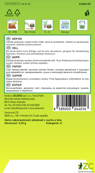 Zelseed Kopr - Hanák 4g