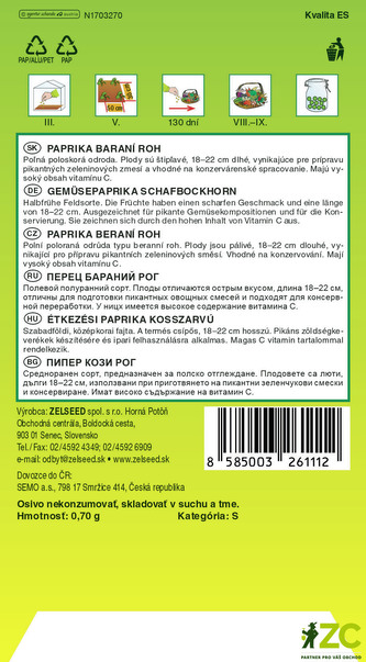 Zelseed Paprika zel. pálivá - Barkol beraní roh 0,7g