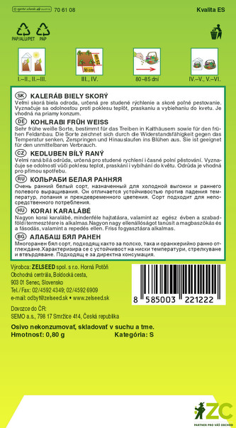 Zelseed Kedluben bílý - Moravia raný 0,8g