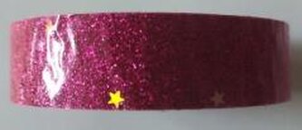 Taśma brokatowa z gwiazdkami różowa 18mmx2m