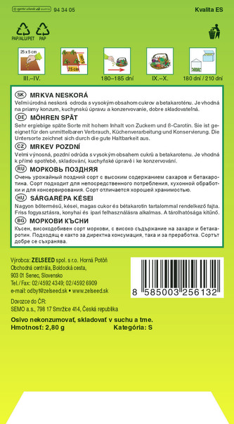 Zelseed Mrkev - Olympia pozdní 2,8g