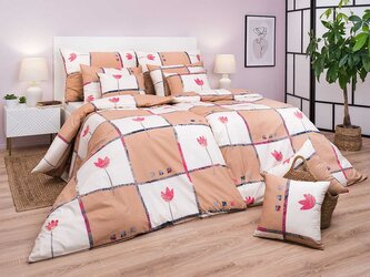 Povlečení bavlna Tulipán světle hnědý 140x200, 70x90 cm II.jakost