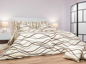 Povlečení bavlna Vlny banánové na tmavě hnědém 140x200, 70x90 cm II.jakost