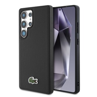 Lacoste Iconic Petit Pique Woven Logo MagSafe Zadní Kryt pro Samsung Galaxy S25 Ultra Black