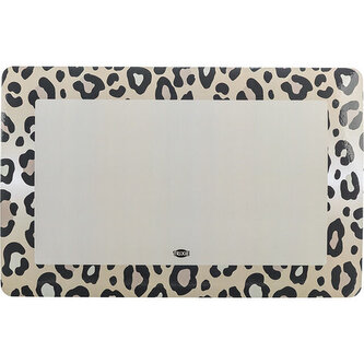 Prostírání pod misky LEO,  44 x 28 cm, šedá, hnědá/leopardí