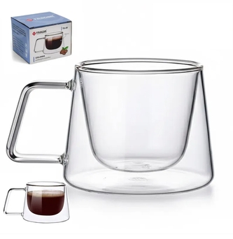 Hrnek sklo 150ml dvoustěnný ucho  TRG-49