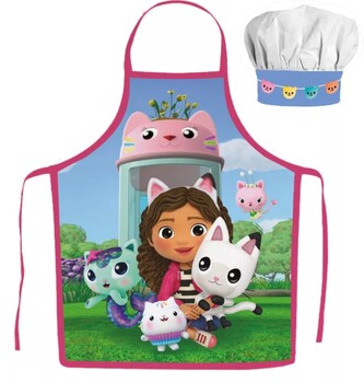 Dětská zástěra GÁBININ KOUZELNÝ DOMEK v parku set s čepicí