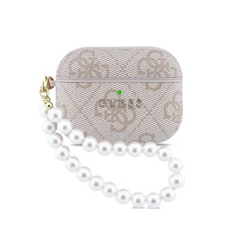 Guess PU 4G Classic Logo Pearl Strap Pouzdro pro AirPods Pro 3 Pink