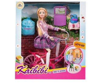 Lalka 29cm z akcesoriami i rowerem