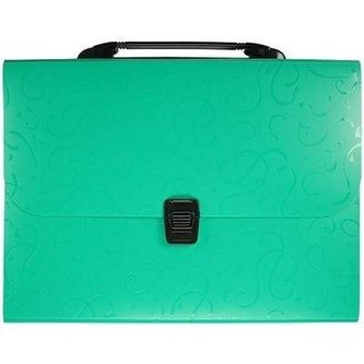 Teczka A4 z rączką 12 przegródek wzory zielona