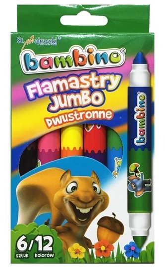 Flamastry dwustronne Jumbo 6/12 kolorów BAMBINO
