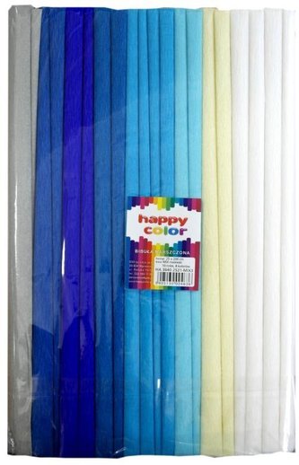 Bibuła marszczona 25x200cm mix niebieski 10 rolek