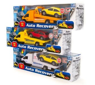 Laweta biała + pojazd 1:48 + znaki