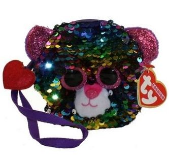 TY Fashion - cekinowa torba na nadgarstek Lampart