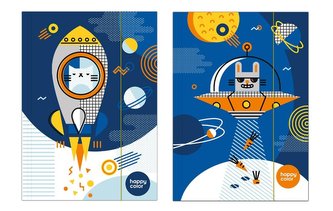 Teczka A4 Space Kot/Królik HAPPY COLOR