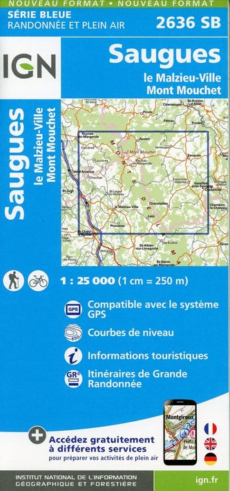 Saugues.Le Malzieu-Ville.Mont-Mouchet 1:25 000