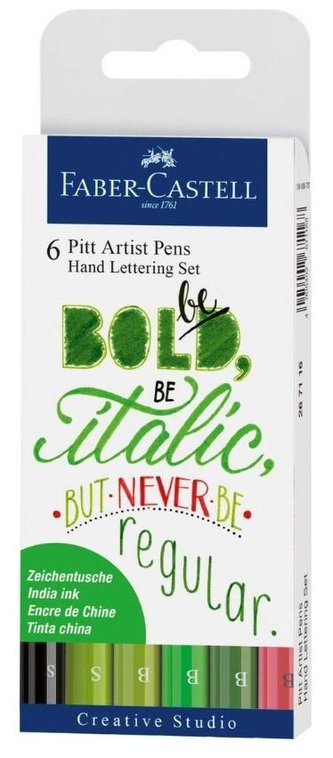 Faber - Castell Popisovač Pitt Artist Pen Handlettering - zelená sada 6 ks