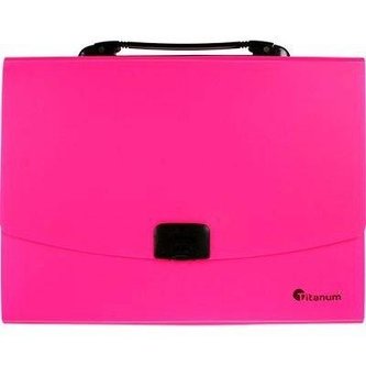 Teczka A4 z rączką 12 przegródek fluo różowa