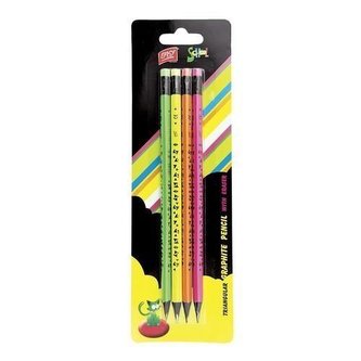 Ołówek z gumką Fluo 4 sztuki EASY