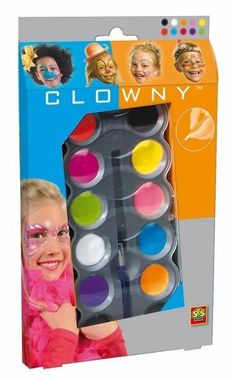 Farby wodne do malowania twarzy 10 kol. Clowny