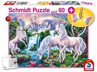 Puzzle 60 Wspaniałe jednorożce + opaska na głowę