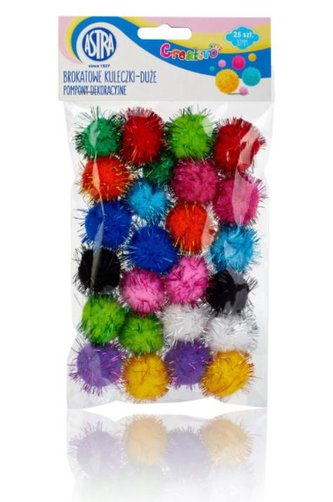 Pompony dekoracyjne 30mm - Brokatowe ASTRA