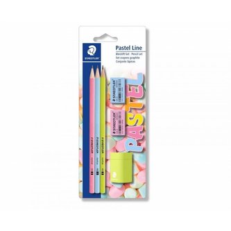 Ołówek HB Pastel 3 szt +gumki+temperówka STAEDTLER