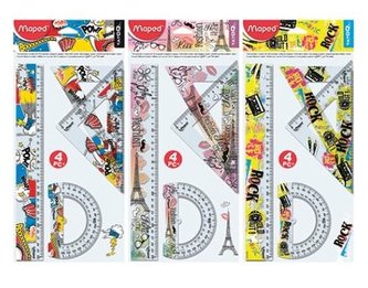 Zestaw 2 ekierki, linijka, kątomierz tatoo MAPED