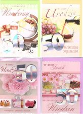 Karnet B6 z naklejką 50-te urodziny (10szt) MIX