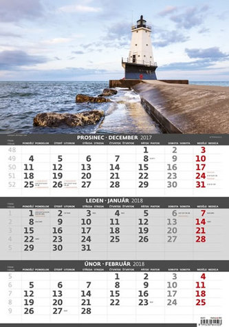 Kalendář nástěnný 2018 - 3měsíční/Pobřeží