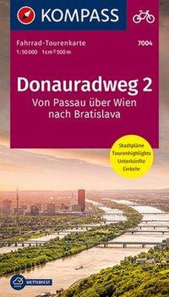 Fahrrad-Tourenkarte Donauradweg 2, Von Passau über Wien nach Bratislava