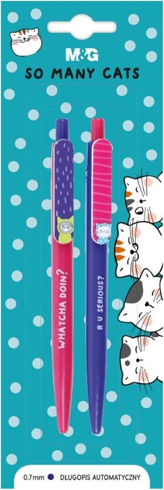 Długopis aut. So Many Cats 0,7mm nieb. 2szt M&G;