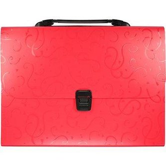 Teczka A4 z rączką 12 przegródek wzory czerwona