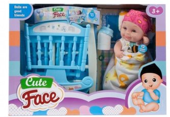 Lalka bobas 25 cm z kołyską