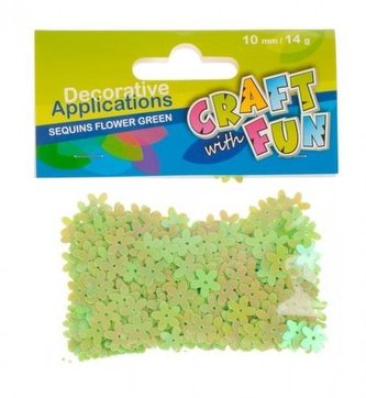 Cekiny metaliczne kwiaty zielone 10mm