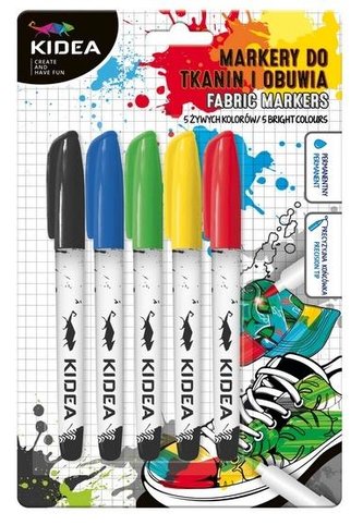 Markery do obuwia i tkanin 5 kolorów KIDEA