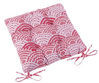 Sedák Adéla prošívaný - červenobílý orient - 40x40 cm, prošívaný