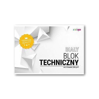 Blok techniczny biały Premium A4/10K (10szt)STRIGO