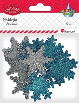 Naklejki piankowe brokatowe śnieżynki mix 12szt.