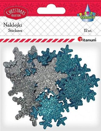 Naklejki piankowe brokatowe śnieżynki mix 12szt.