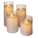 LED svíčky, 5×10/12,5/15/17,5cm, bílé, 3× AAA, 4 ks