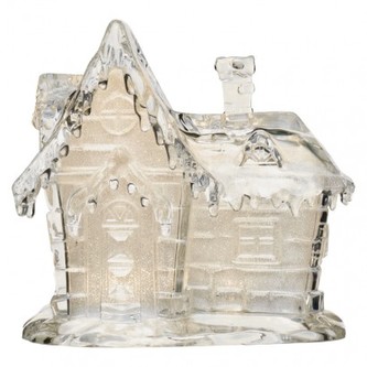 LED vánoční domek akrylový, 15cm, 3× AAA, teplá bílá