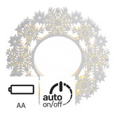 LED vánoční věnec, 30×30cm, 2× AA, vnitřní, teplá bílá, čas.