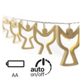 LED vánoční girlanda – andělíčci dřev., 2× AA, teplá b.,čas.