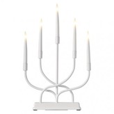 LED svícen kovový bílý, 2× AA, teplá bílá, časovač