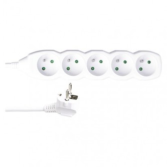 Prodlužovací kabel – 5 zásuvek, 5m, 3× 1,5mm2, bílý