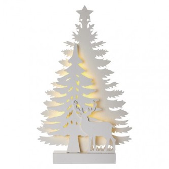 LED vánoční stromek, 23cm, 2× AA, vnitřní, teplá bílá, čas.