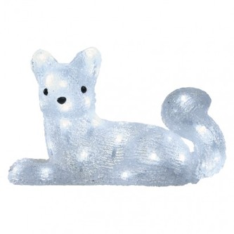 LED vánoční liška, 32cm, venkovní, studená bílá, časovač